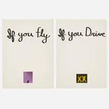 Chris Burden, If You Fly; If You Drive (diptych), 1973, lithograph in colors with hand-coloring on Arches