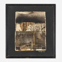 Hotel Vienna by Llyn Foulkes, 1961, collage and paint on paper in artist's frame, sold May 2022
