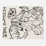 Peter Saul, Traffic Jam (from the Greenpeace 50 Years portfolio), 2022, lithograph on Somerset paper