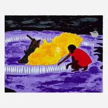 Cassi Namoda, Ernesto Finds Potential on the Other Side (from the Greenpeace 50 Years portfolio), 2022, screenprint in colors on Somerset