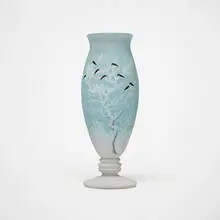 Rare Blackbird vase by Daum, c. 1900, acid-etched and enameled cameo glass, sold Oct 2024