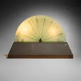 Amalric Walter, Fan lamp with nude figures, c. 1920, pâte de verre, patinated metal