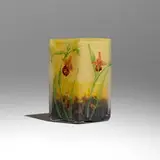 Daum, Orchid and Spiderweb vase, c. 1900, acid-etched and enameled glass