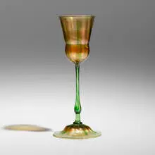 Floriform vase by Tiffany Studios, c. 1898-1900, hand-blown Favrile glass, sold Oct 2024