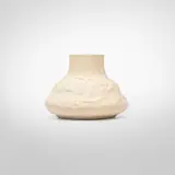 Favrile Pottery cabinet vase with leaves by Tiffany Studios, 1904-14, bisque earthenware, sold Oct 2024