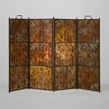 Tiffany Studios, Rare Pine Needle firescreen, c. 1910, patinated bronze, Favrile glass