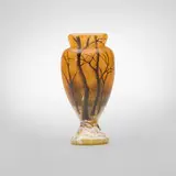 Daum, Paysage d'hiver cabinet vase, c. 1900, acid-etched and enameled glass