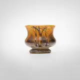 Daum, Miniature Paysage d'hiver vase, c. 1900, acid-etched and enameled glass