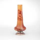 Daum, Cabinet bud vase with thistle, c. 1900, acid-etched, enameled, and gilt glass, silver