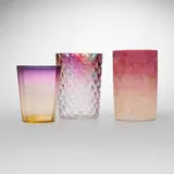New England Glass Co., Agata and Alexandrite tumblers, set of three, c. 1885, pressed glass