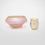 Tiffany Studios, Early vessel and toothpick holder, c. 1898-1900, hand-blown Favrile glass