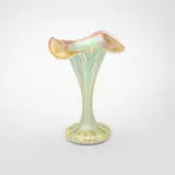 Quezal, Pulled-feather vase, c. 1910, hand-blown glass