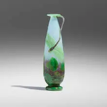 Exceptional and Rare dragonfly vase by Daum, c. 1900, acid-etched and vitrified glass, applied glass, sold Oct 2024