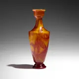Émile Gallé, Fine vase with lady slipper orchids, c. 1900, acid-etched, fire-polished, and wheel-carved martelé cameo glass