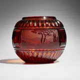 Scenic vase by Cristallerie Saint-Louis, c. 1930, acid-etched, carved and polished glass, sold Oct 2024