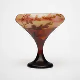 Émile Gallé, Fine compote with pussy willow and butterflies, c. 1900, acid-etched, wheel-carved, and internally decorated cameo glass with foil inclusions