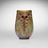 Amédée de Caranza, Vase with wisteria, c. 1900, hand-blown iridized glass