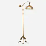 Damascene counterbalance floor lamp by Tiffany Studios, c. 1910, acid-etched and patinated bronze, hand-blown Favrile glass, sold Oct 2024