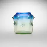 Arno Richter for Loetz, Luna cabinet vase with prunts, c. 1900, hand-blown and applied glass