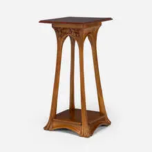 Pedestal table by Louis Majorelle, c. 1900, mahogany, burl, sold Oct 2024