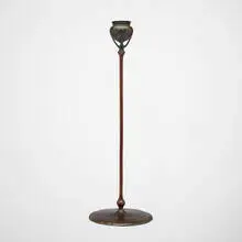 Candlestick by Tiffany Studios, c. 1895, patinated bronze, hand-blown glass, sold Oct 2024