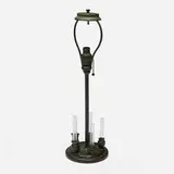Lamp base with flower holders by Tiffany Studios, c. 1910, patinated bronze, glass, sold Oct 2024