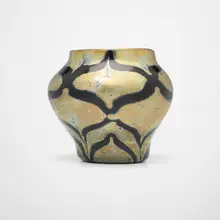 Cypriote vase by Tiffany Studios, c. 1914-15, hand-blown Favrile glass, sold Oct 2024