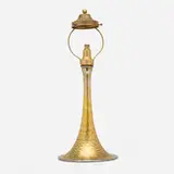 Tiffany Studios, Table lamp base, c. 1910, hand-blown Favrile glass, acid-etched and gilt bronze