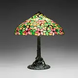 Chicago Mosaic, Floral table lamp, c. 1910, leaded glass, patinated metal, copper