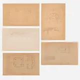 Frank Lloyd Wright, Plates from the Wasmuth Portfolio, set of five, 1911, lithographs