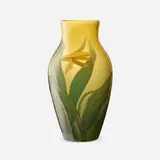 Standard Glaze vase with wild yellow tulips by Sturgis Laurence for Rookwood Pottery, sold Oct 2022
