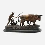 Edouard Drouot, Laboureur aux champs (Farmer and Oxen Plowing the Field)