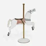 Herschell-Spillman, Carousel horse (Jumper), c. 1905, painted wood, brass, glass
