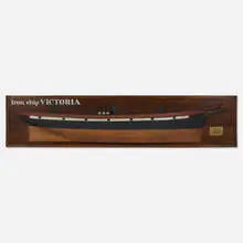 Folk Art, Iron Ship Victoria half hull model, wood, paint, brass