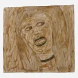 Frightened Women! [sic] by Lee Godie, watercolor, pencil, ballpoint pen on canvas, sold Oct 2022