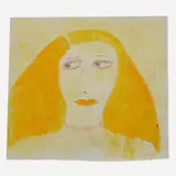Monalesa [sic] by Lee Godie, watercolor, ballpoint pen on canvas, sold Oct 2022