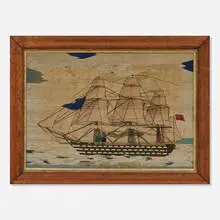 Folk Art, HMS Victoria, embroidery thread, yarn, canvas