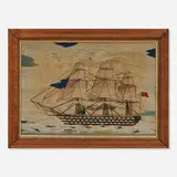 Folk Art, HMS Victoria, embroidery thread, yarn, canvas