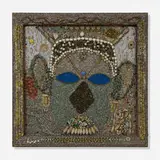 Simon Sparrow, Untitled (Face), mixed media with found objects on wood