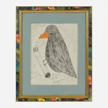 I am White Peogon and Sommer Hurry [sic] (double-sided work) by Lee Godie, ballpoint pen, marker, graphite, sold Oct 2022