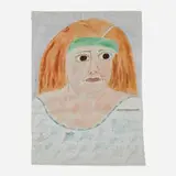 Lee Godie, Woman with Green Headband, c. 1985, paint and ballpoint pen on canvas