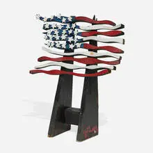 Ab the Flagman, Flag on Mount, 1977, enamel on wood