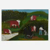 Rev. Johnnie Swearingen, Cattle Scene, oil on artist's board