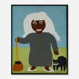 "JT "Jake" McCord"@en, Lady with Broom and Cat, 1993, paint on wood