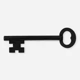 Folk Art, Oversized skeleton key, painted and carved wood