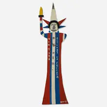 Benny Carter, Lady Liberty, NY Gateway to Freedom, paint and cut mirror on wood