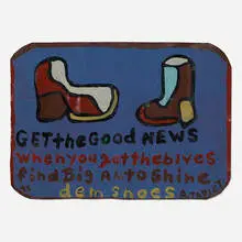 Big Al Taplet, Shoe Shine Sign, 1995, enameled metal