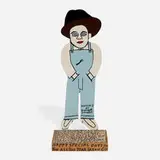 Howard Finster, Elvis-At-3, 1993, painted wood, ink on paper