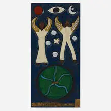 Leroy Almon, God's Spiritual Protector, 1987, carved and painted wood relief