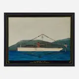 Lloyd Thomas, Apache I, Camden Harbor with Mt. Battie and Mt. Megunticook, 1933, oil with bas-relief on panel
